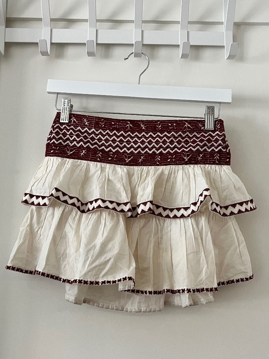 Flannel Dresses & Skirts - Embroidered Cotton Mini Skort